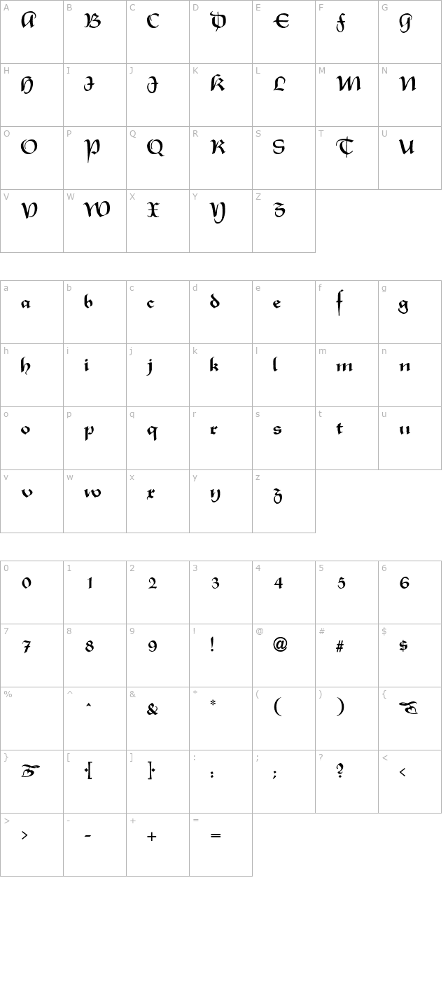 rhapsodie-regular character map