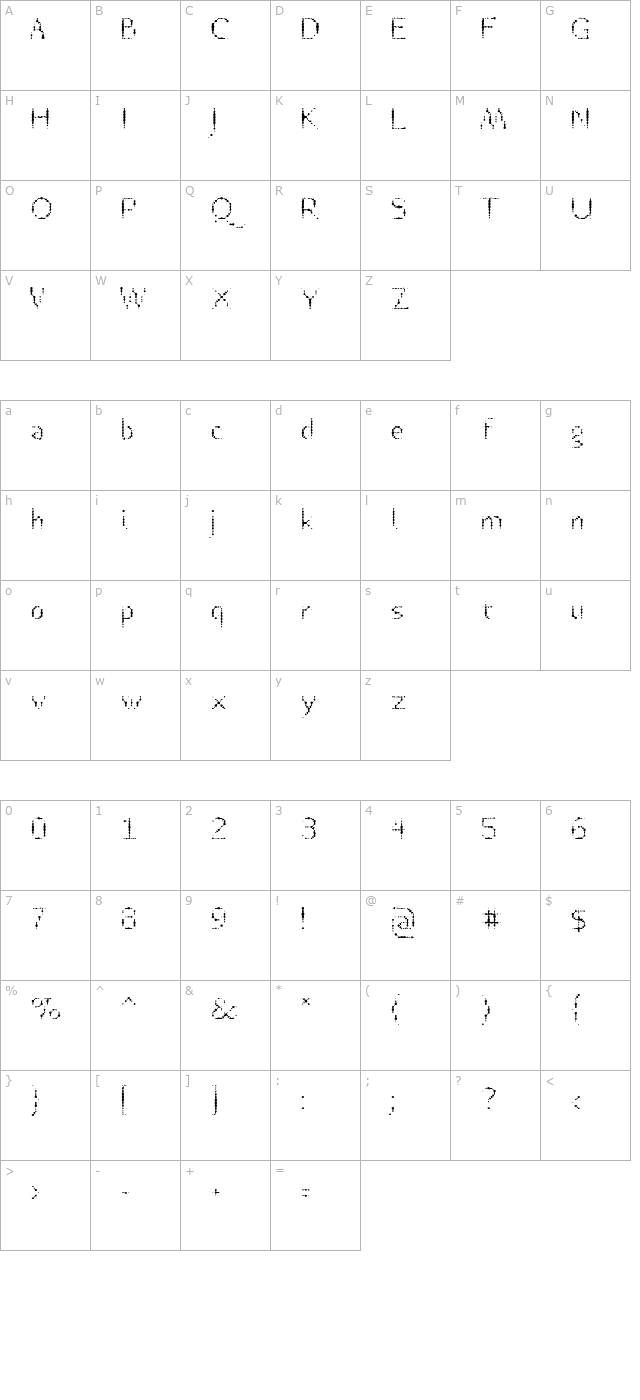 Rheostat Fahrenheit Lite character map