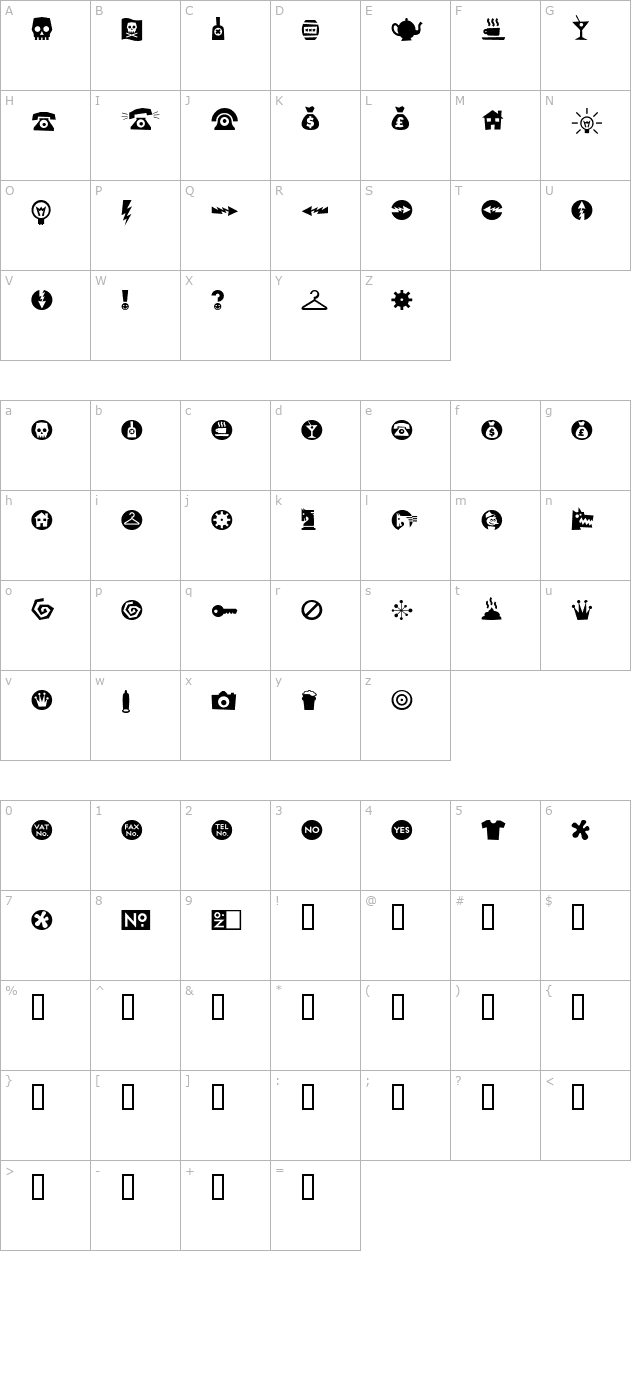 riansdingbats-four character map