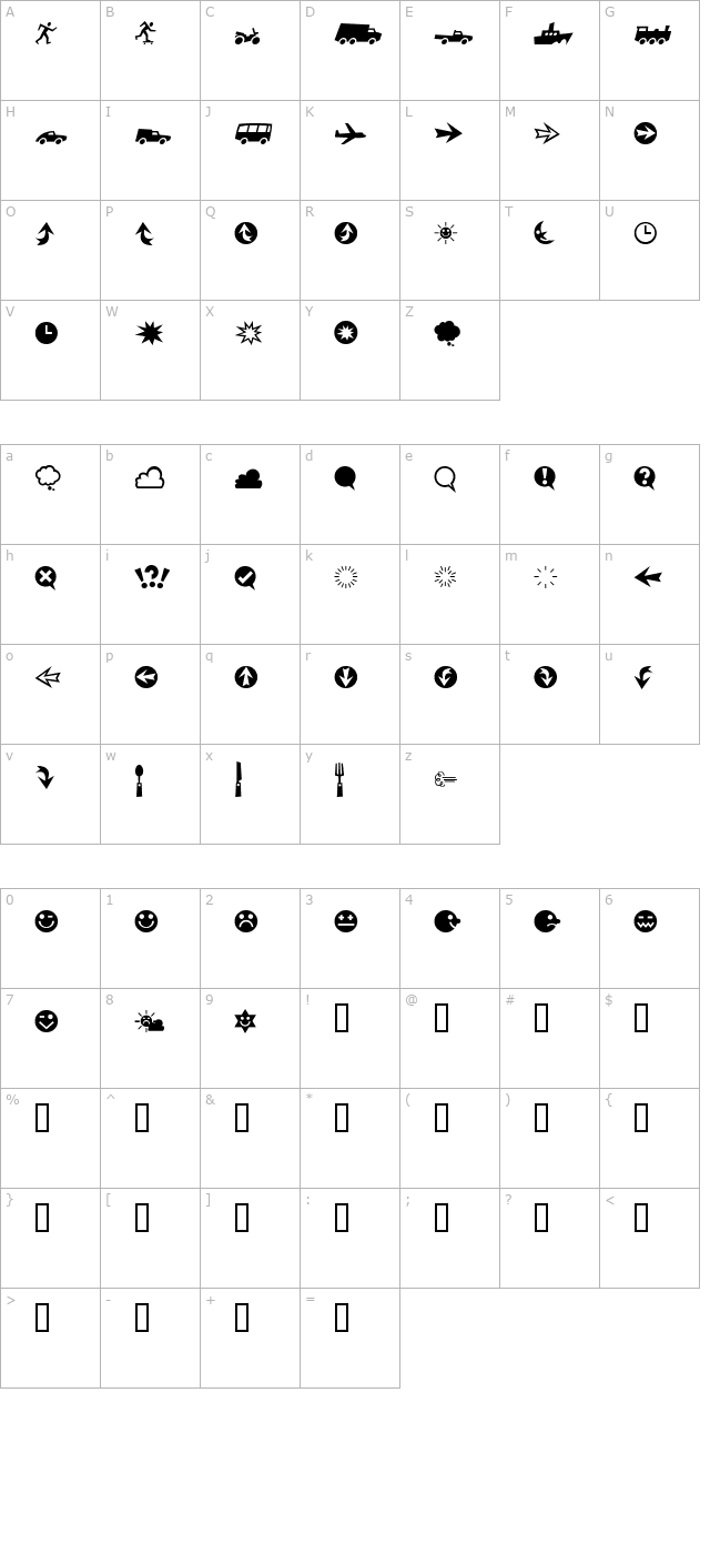 riansdingbats-three character map