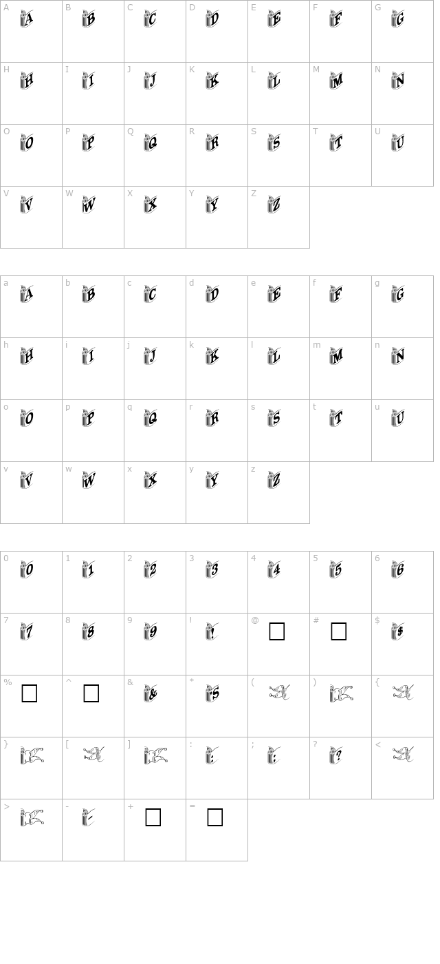 ribbons-regular character map