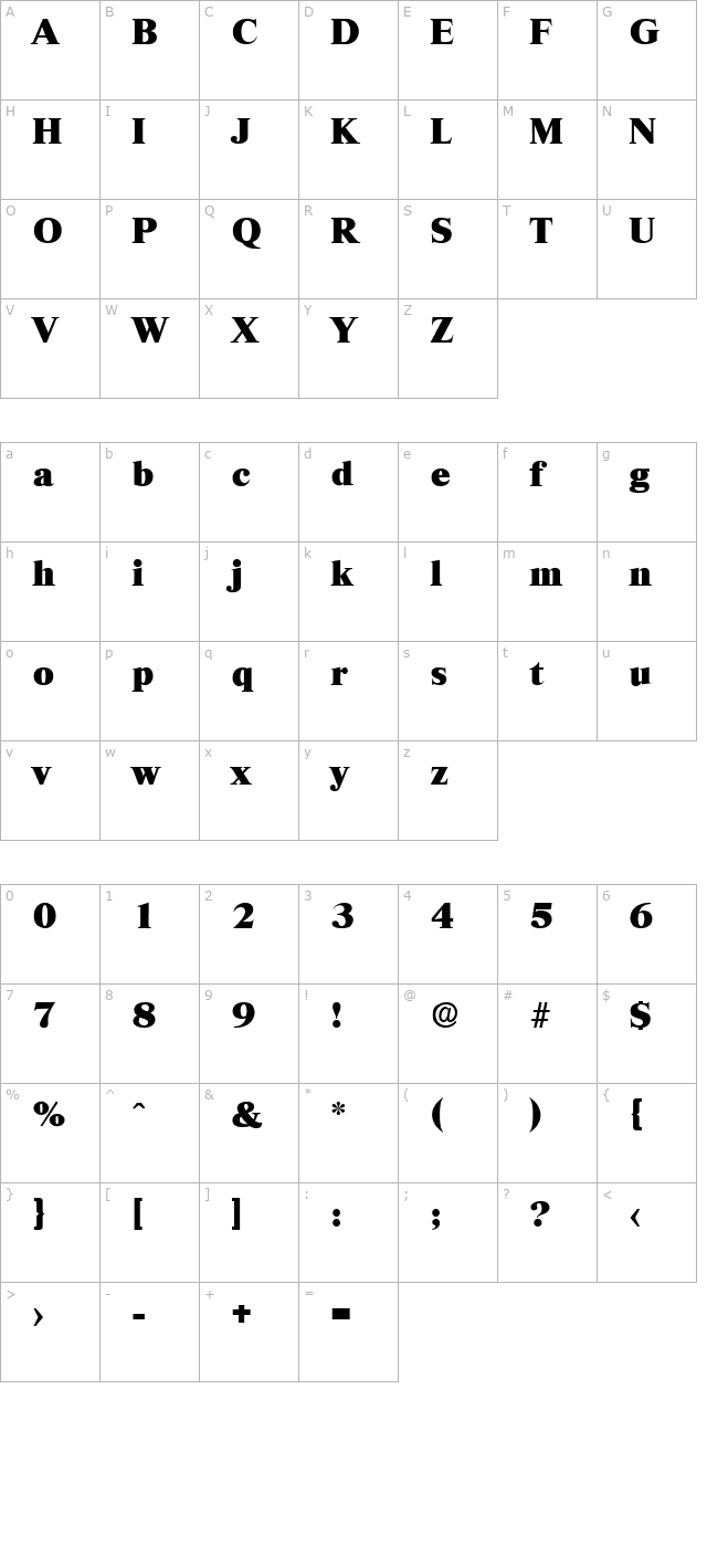 riccione-extrabold character map