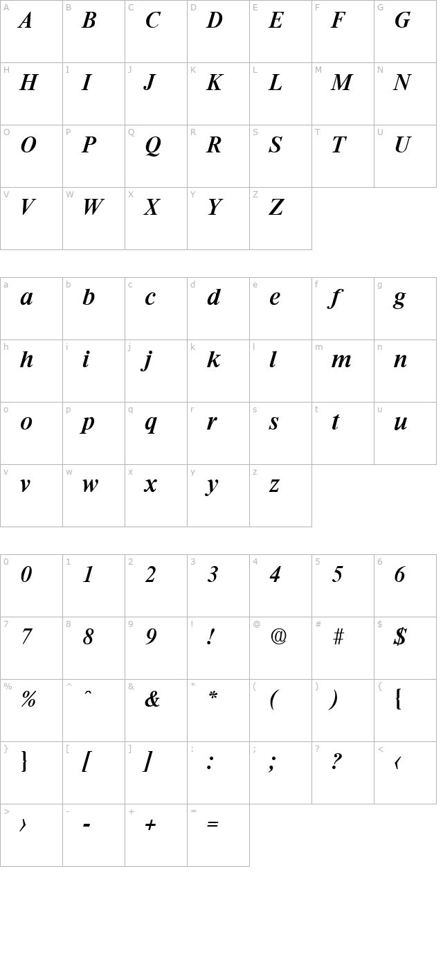 Riccione-MediumIta character map