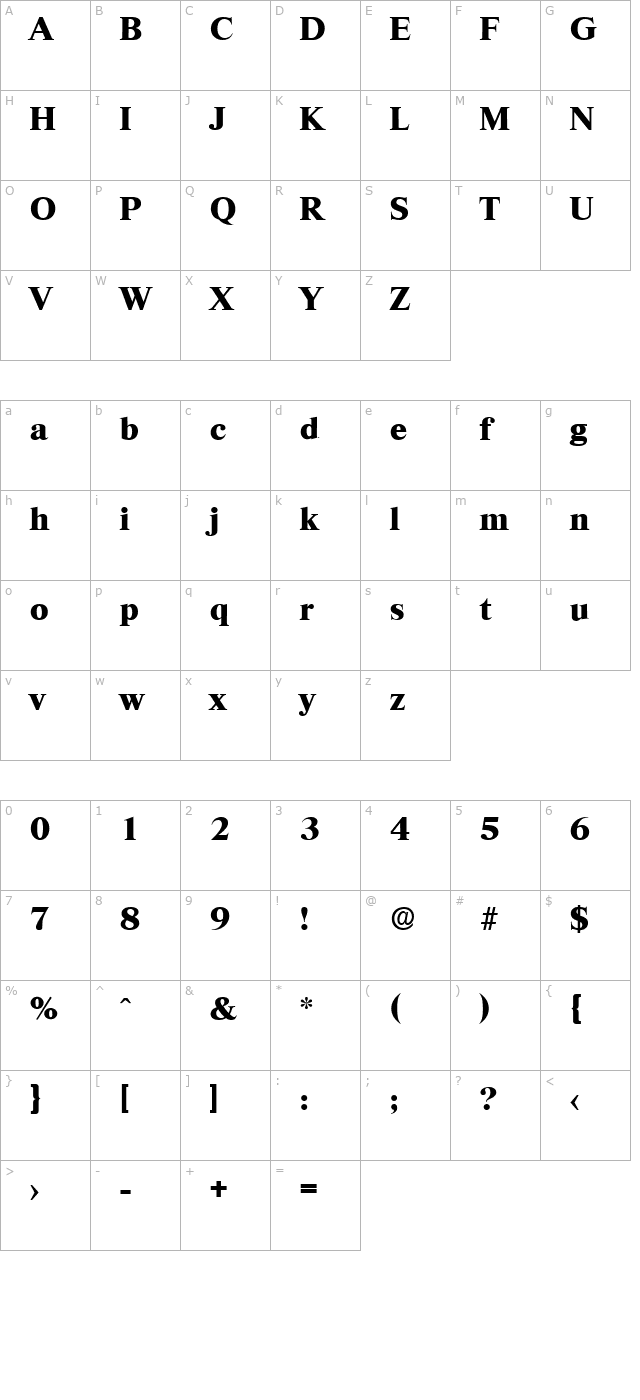 riccione-serial-extrabold-regular character map