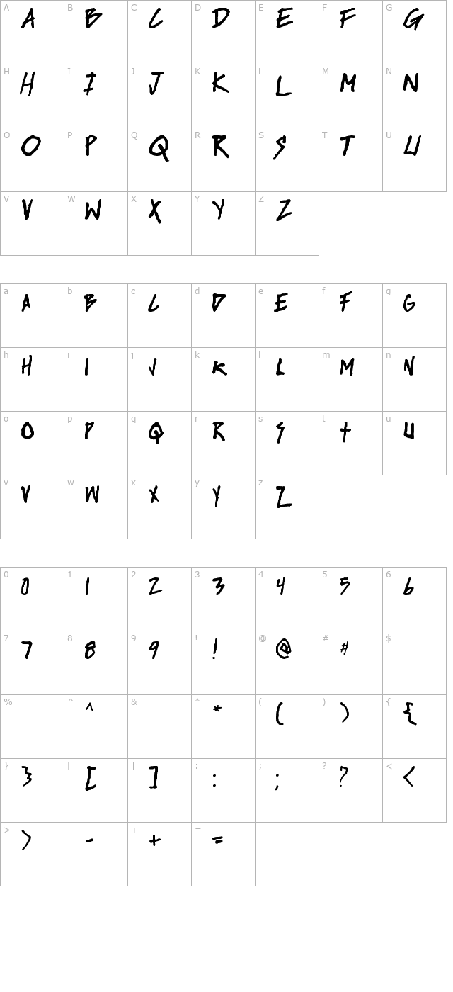 Rise Up character map