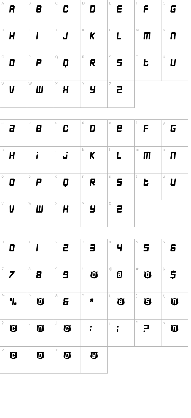 rising character map