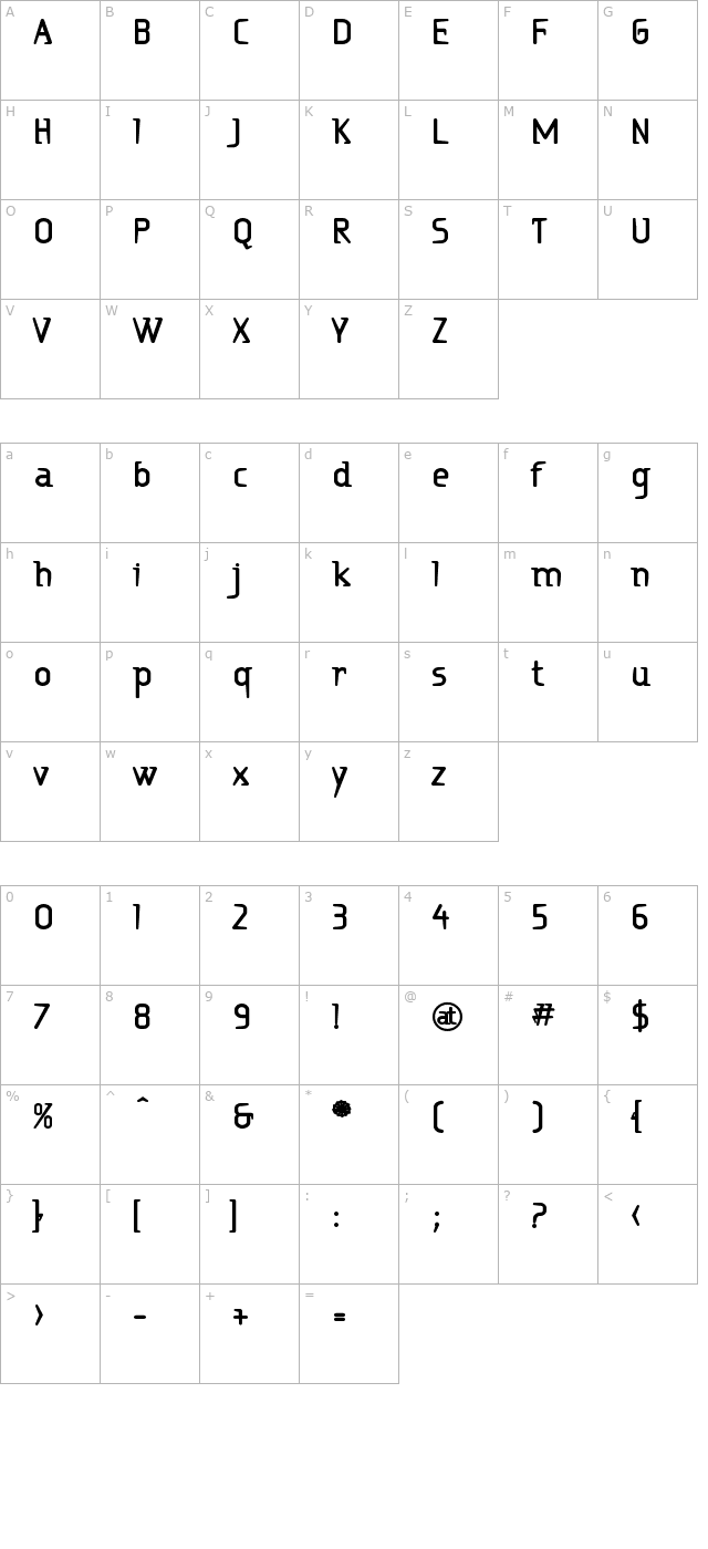 Ritalin ExtraBold character map