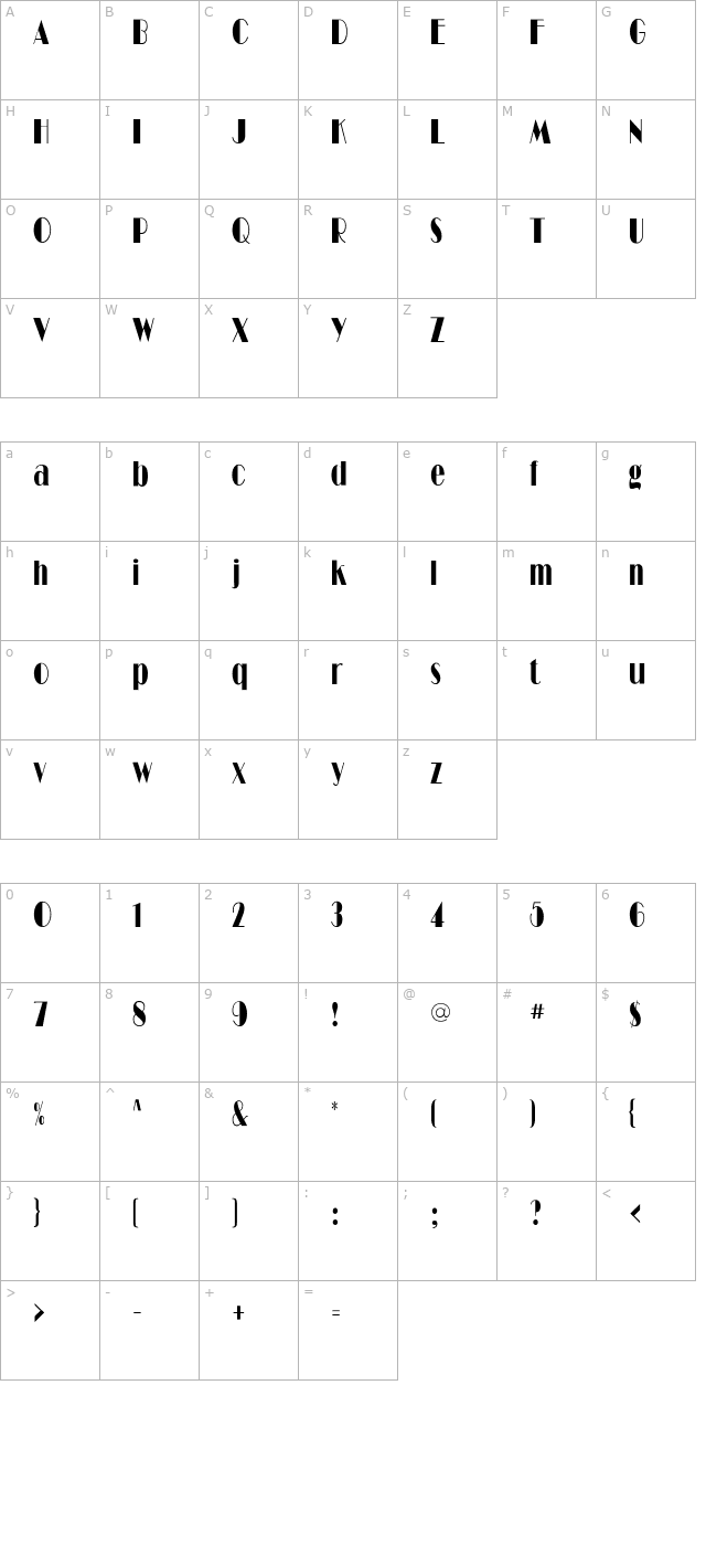 RitzFLFCond character map