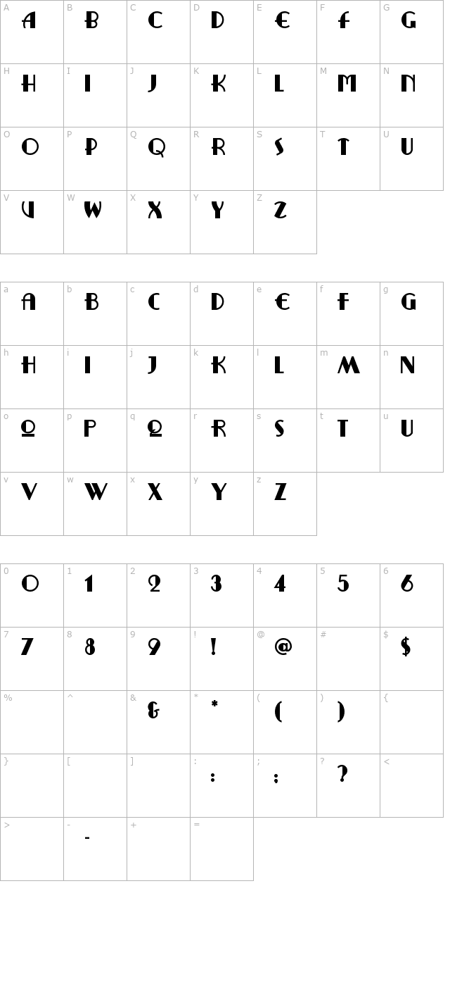 ritzy-remix character map