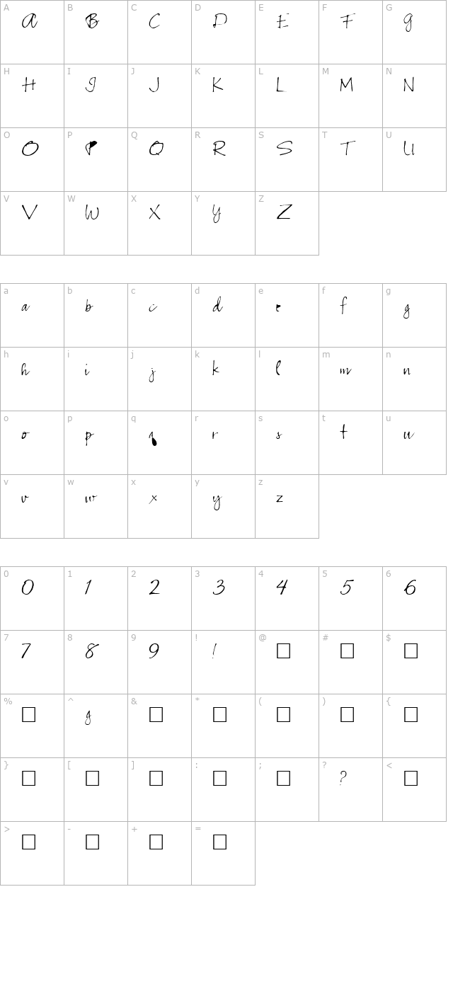 riverside-regular character map