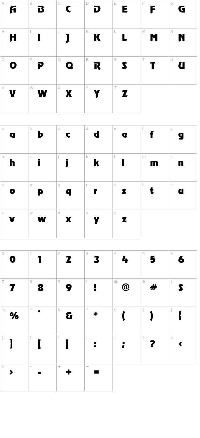 rizzoe-regular character map