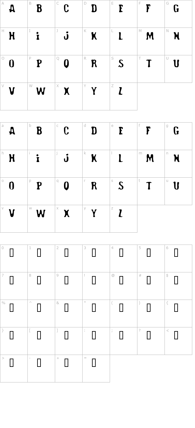 road-hoe character map