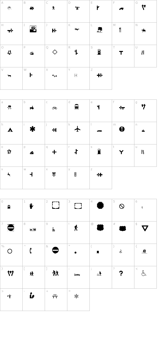 Roadgeek 2005 Icons character map