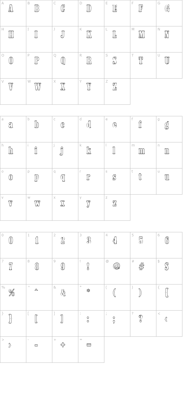 RobertBeckerOutline-Heavy-Regular character map