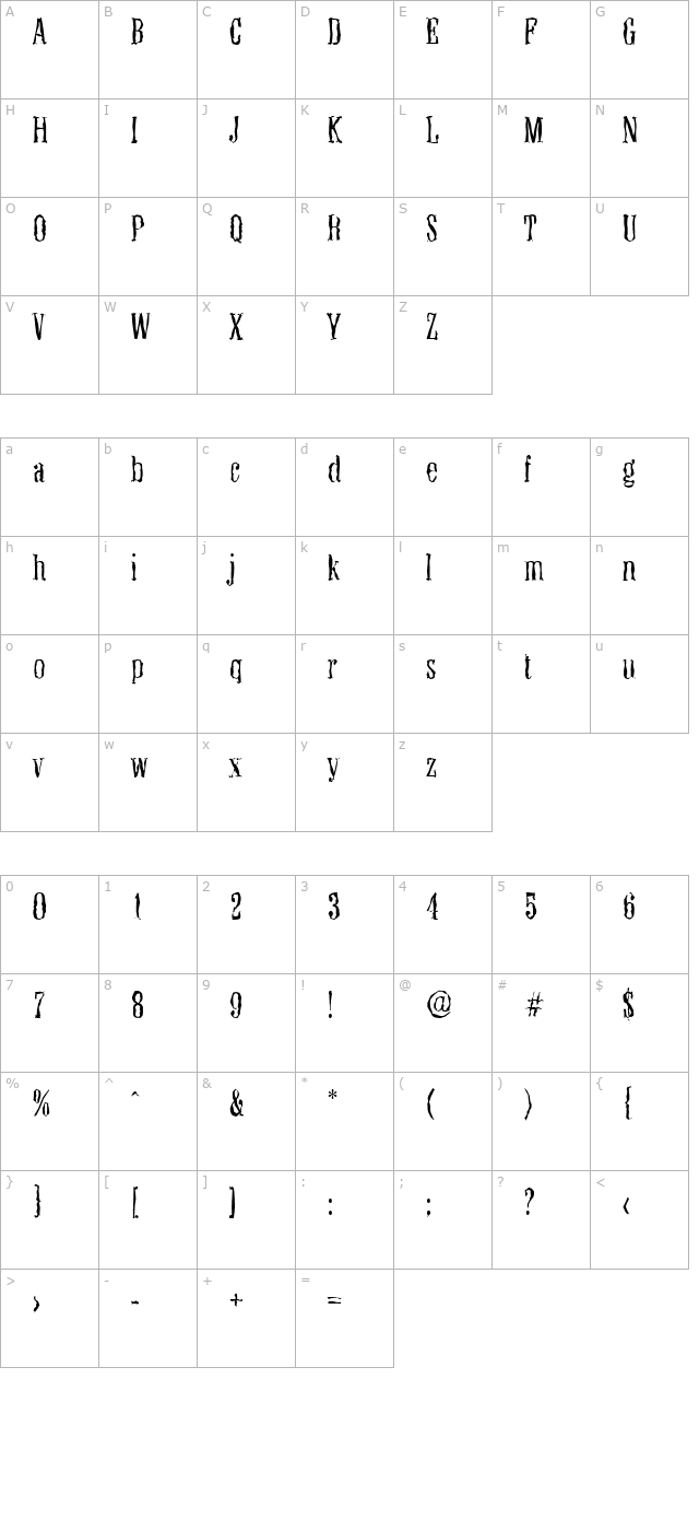 RobertBeckerRandom-Light-Regular character map