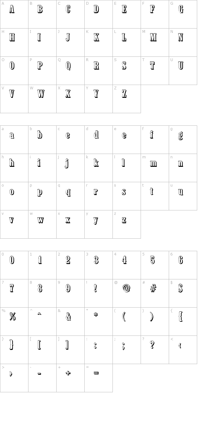 robertbeckershadow-bold character map