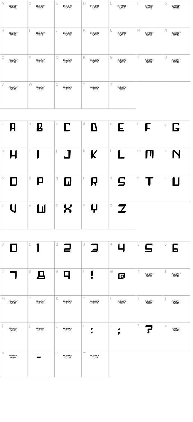 Roboshemp character map