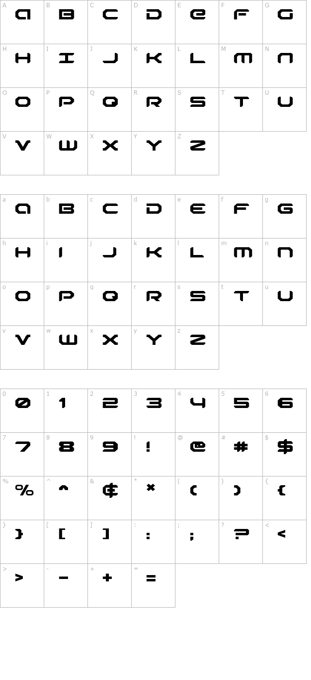 Robotaur Expanded character map