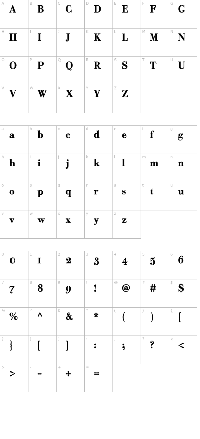 robusta-bold-pdf character map