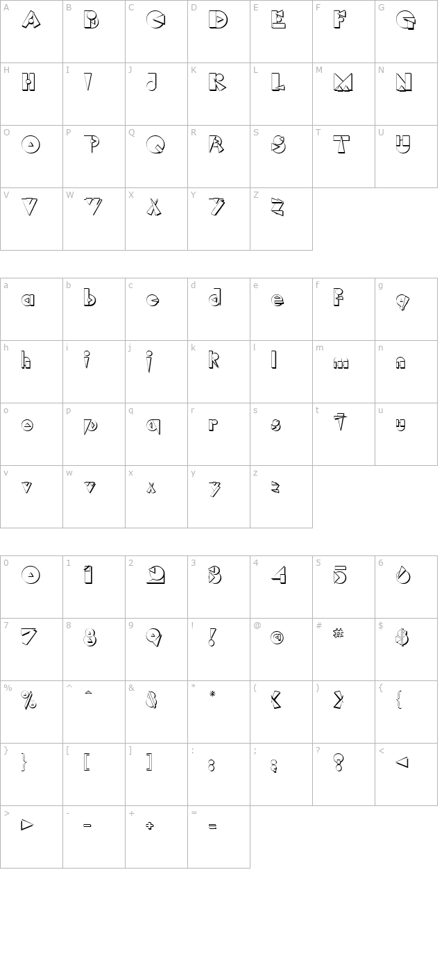 Rock A Billy Regular character map