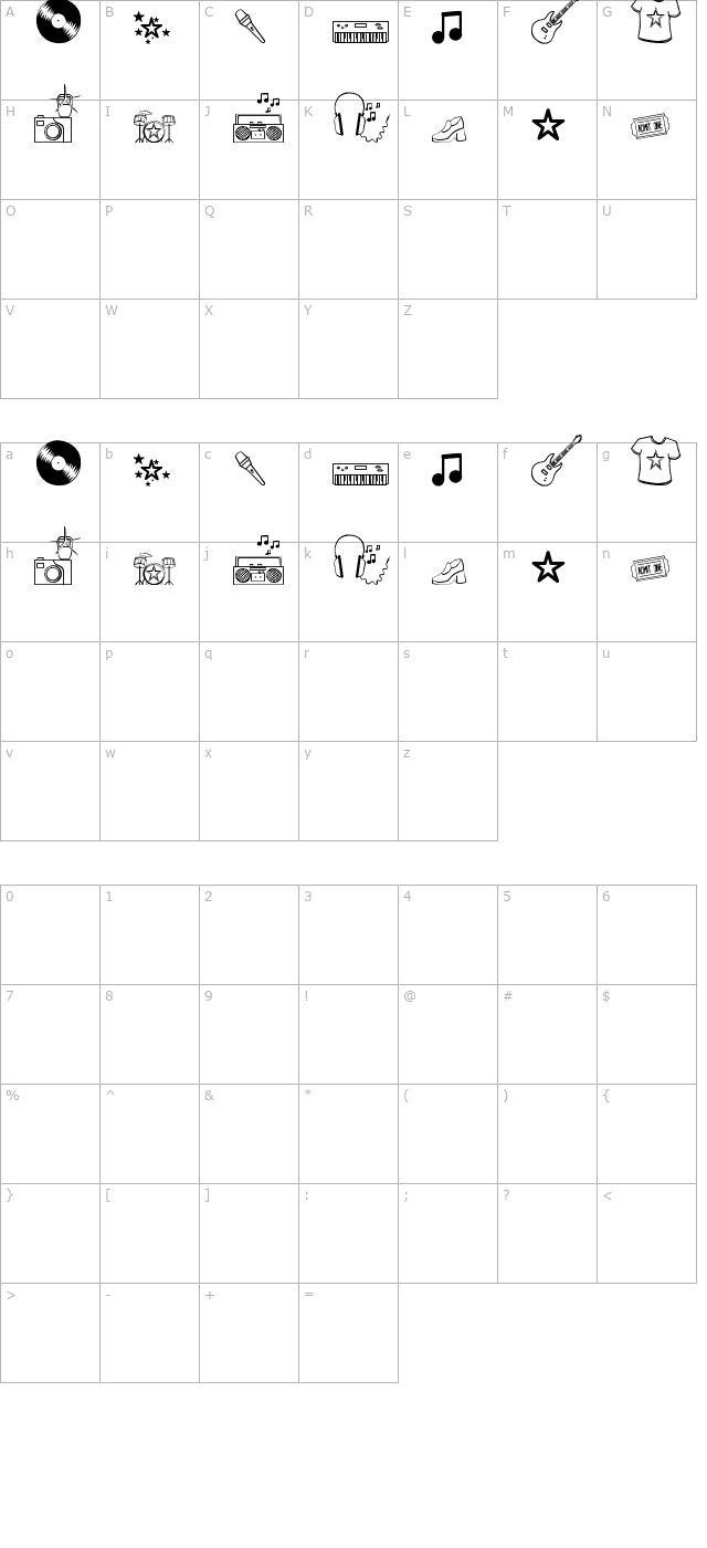 rock-star character map