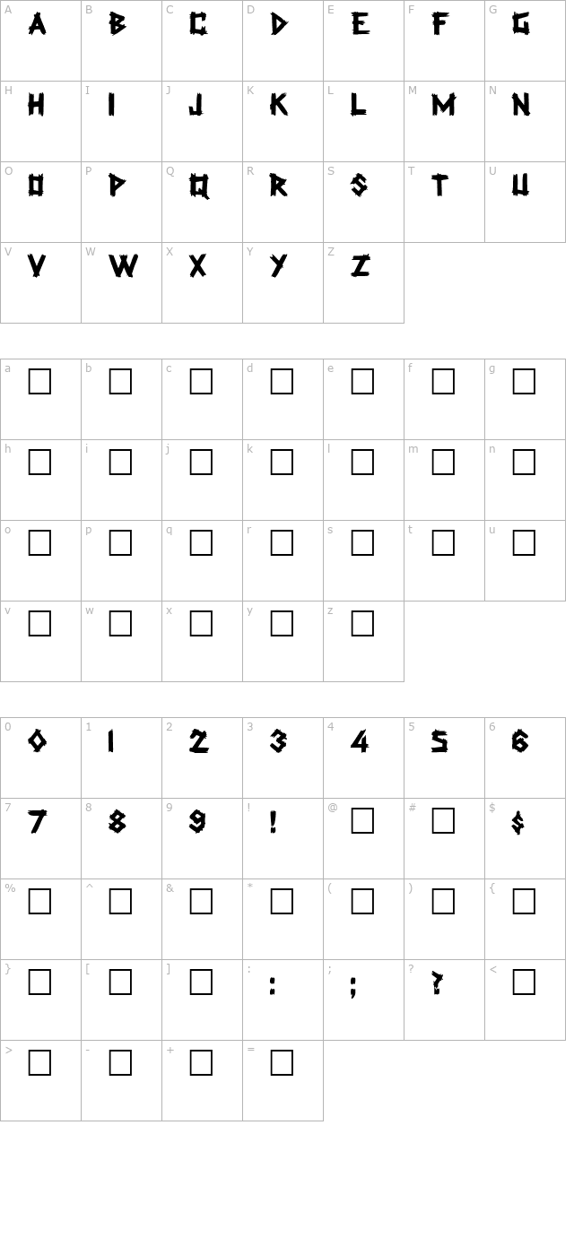 Rockmaker Regular character map