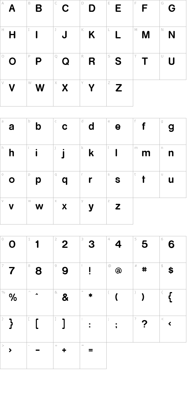 RockoFLF-Bold character map