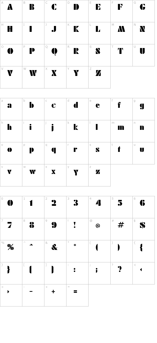 Rodchenko Regular character map