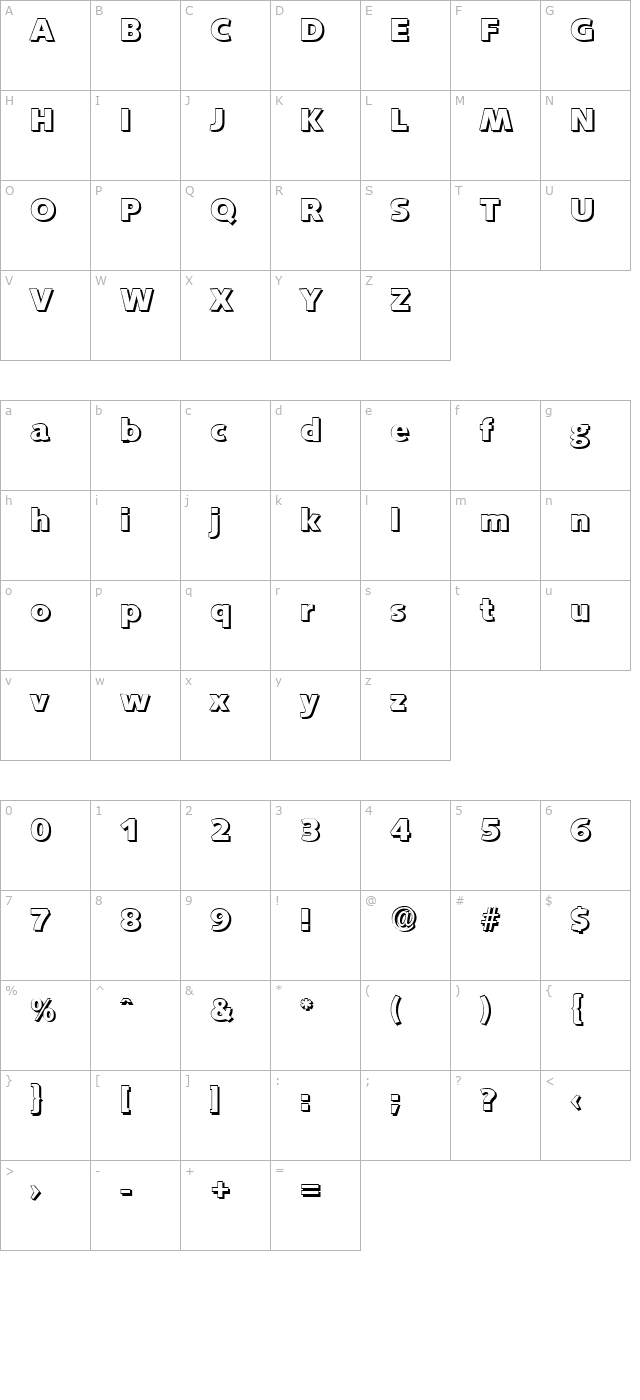 RogerBeckerShadow-ExtraBold-Regular character map