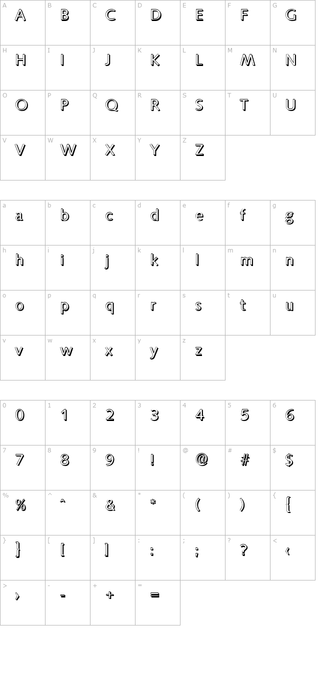 rogerbeckershadow-regular character map