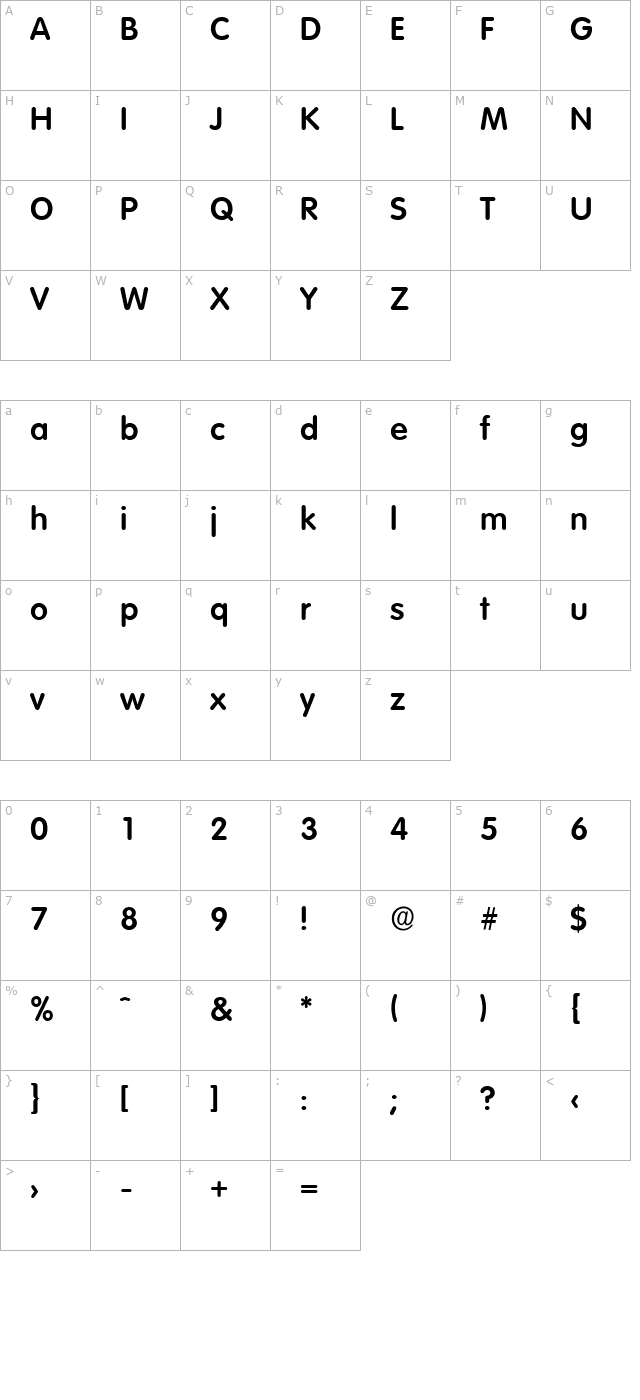 RolandBecker Bold character map