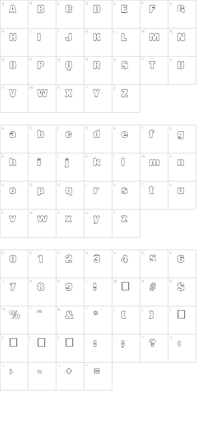 rollingoutline-regular character map