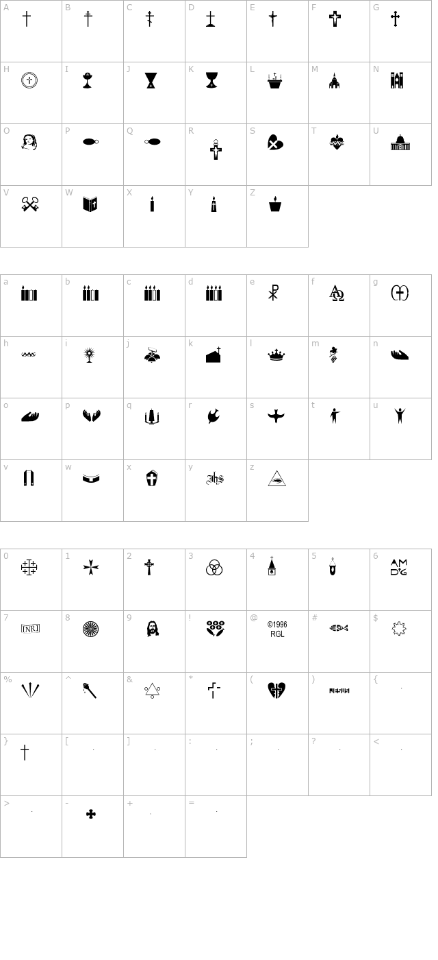 roman-catholic character map