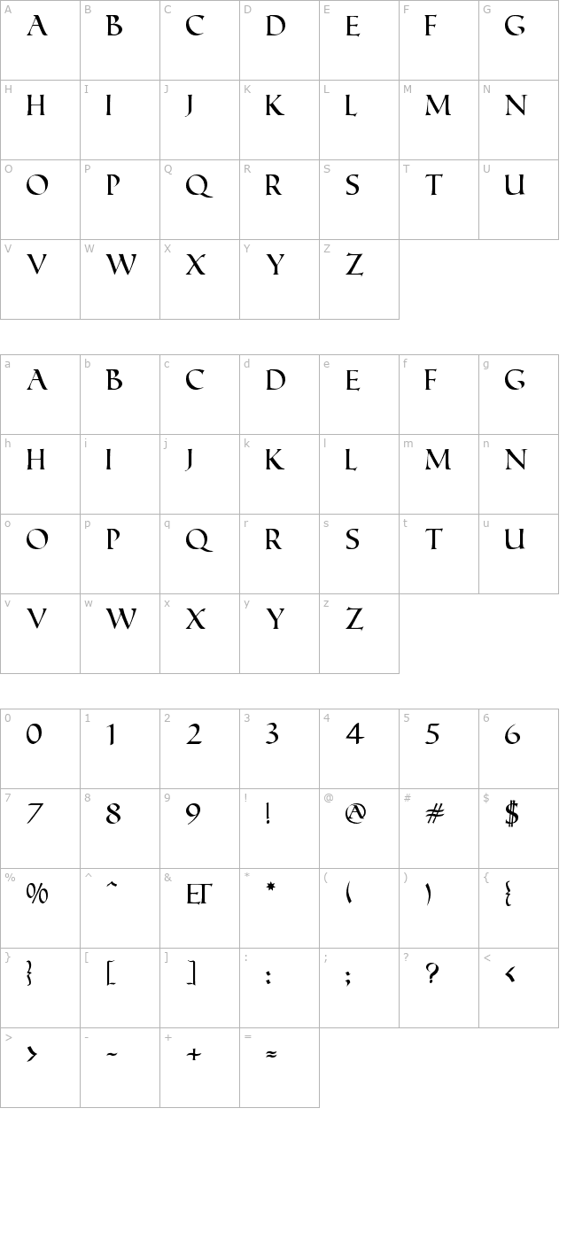 roman-sd character map