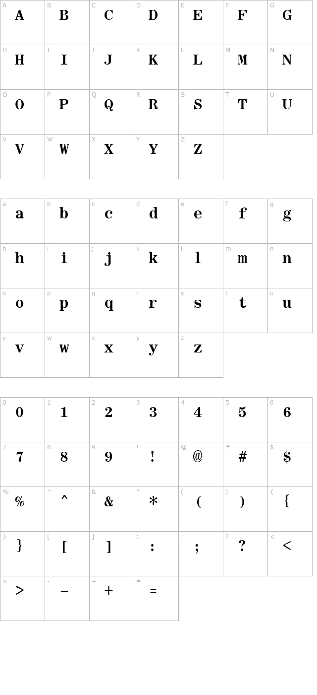 romanfixedwidth-bold character map