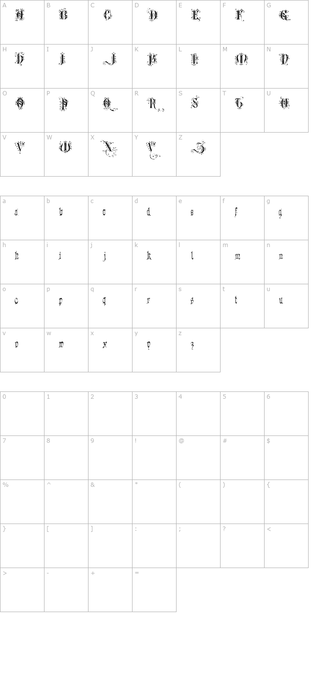 romantically-yours character map