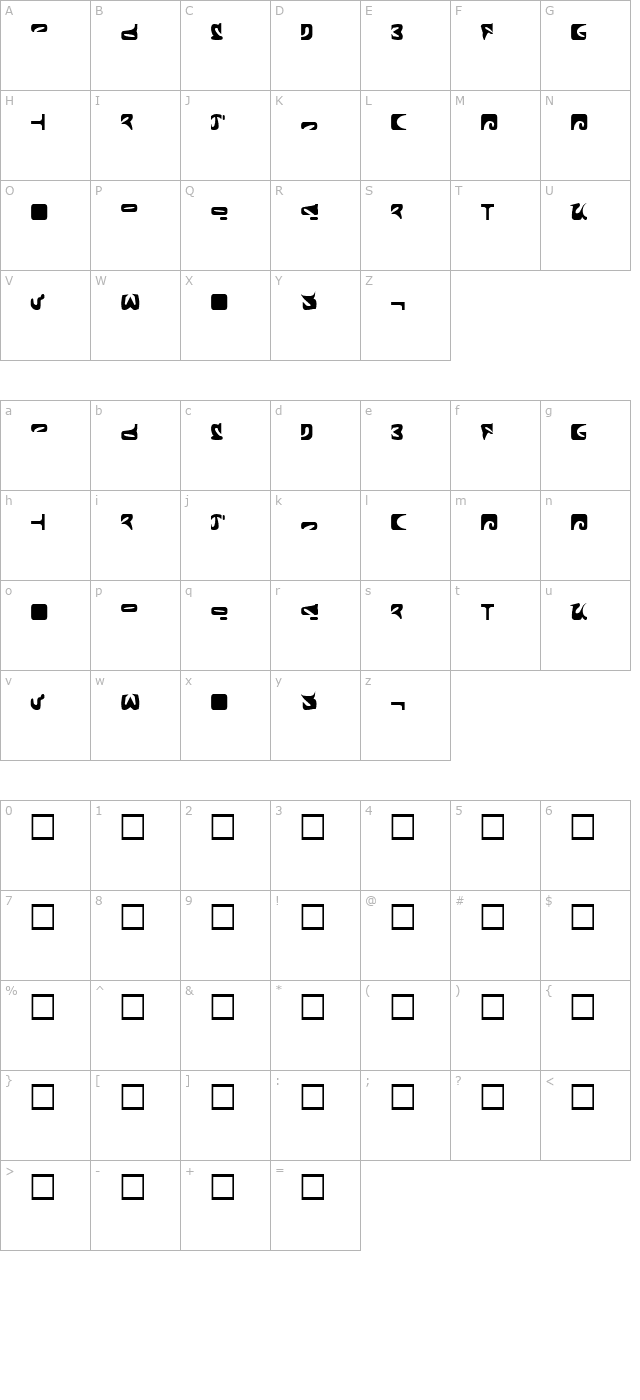 Romulus Regular character map