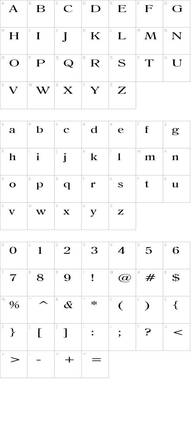 roomy-extended-normal character map