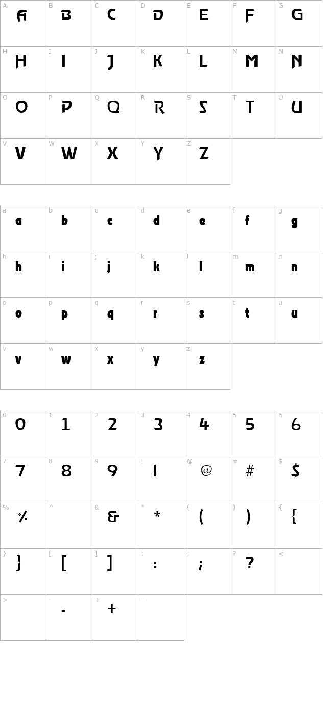 Roost Regular character map