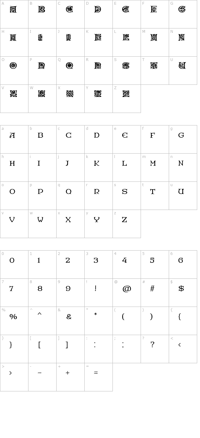 rosegardenef-bold character map