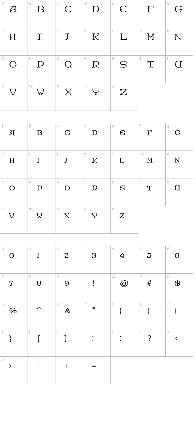 RoseGardenEF-BoldInlayOne character map