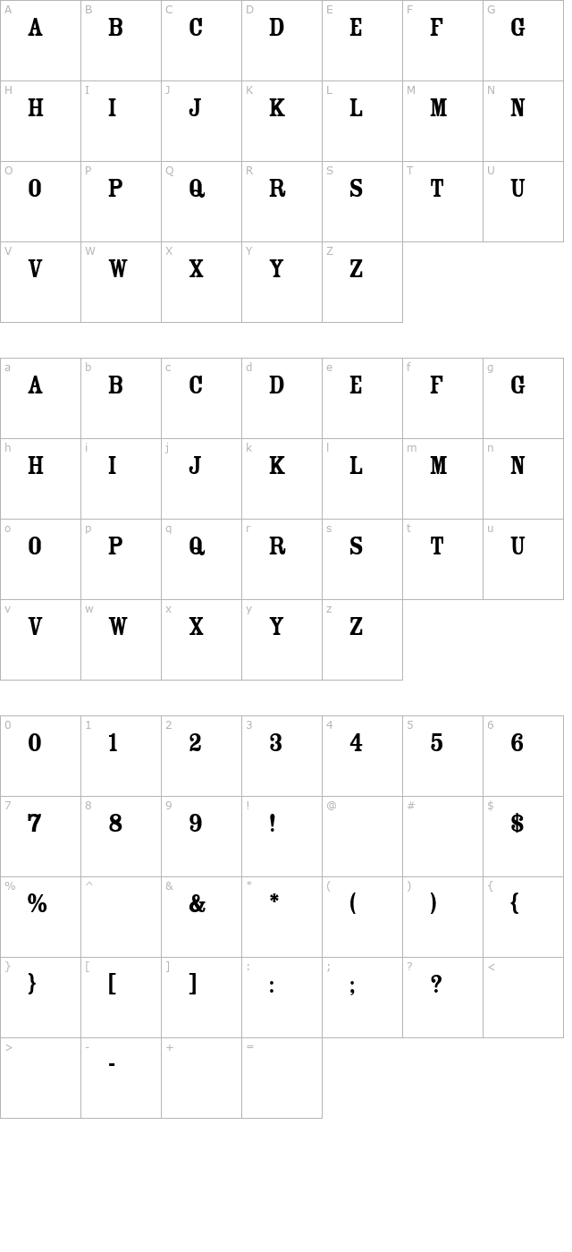 Rosewood Fill character map