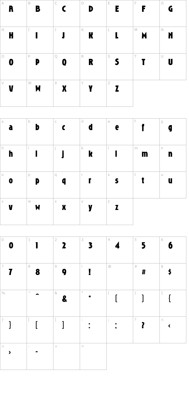 RoslynGothic-Bold character map