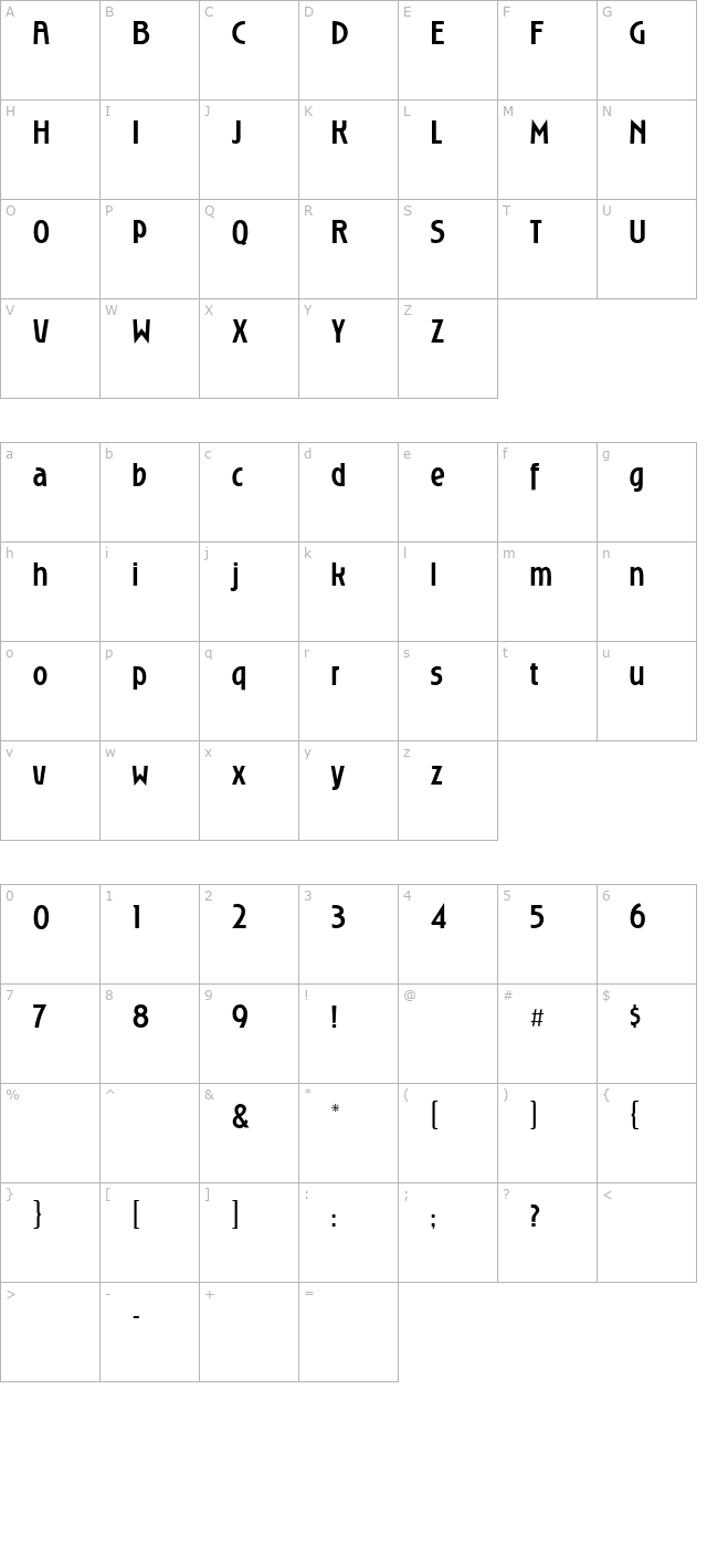 roslyngothic-medium character map