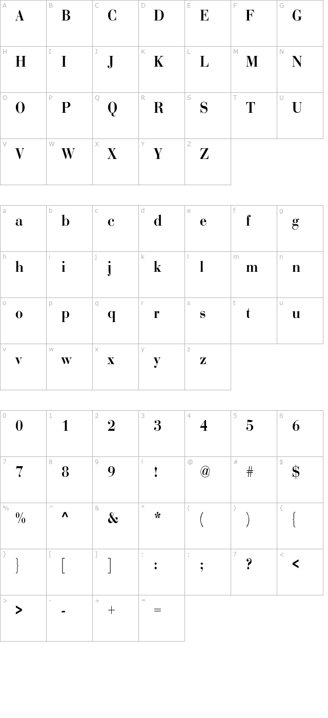 RothniCnd-Bold character map