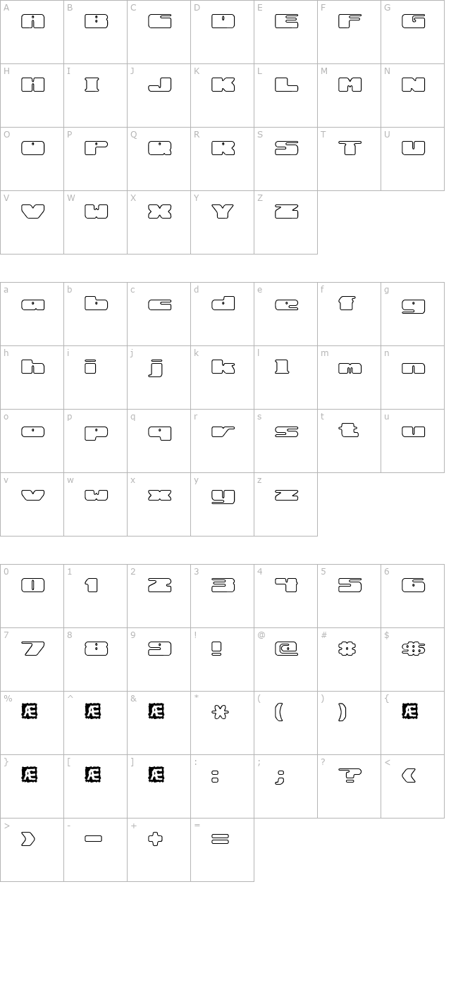 Rotund Outline (BRK) character map