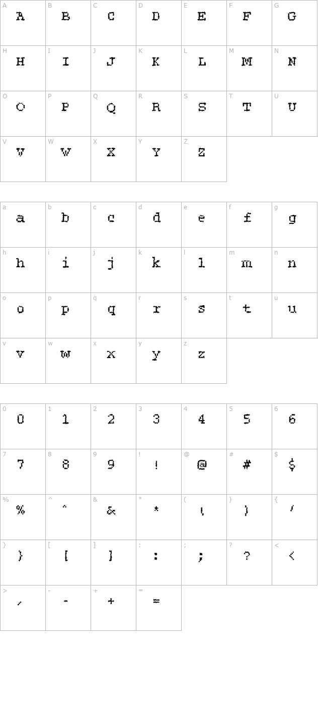 roughie-light character map