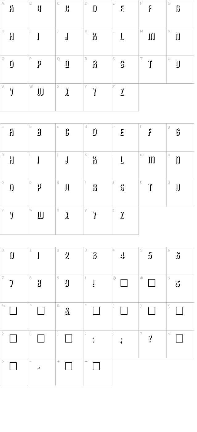 RoundedRelief Regular character map