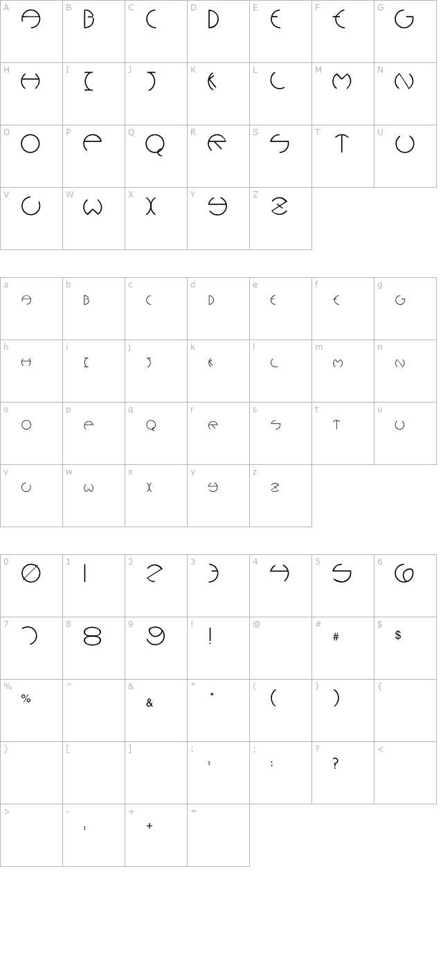 Rounders Plain character map