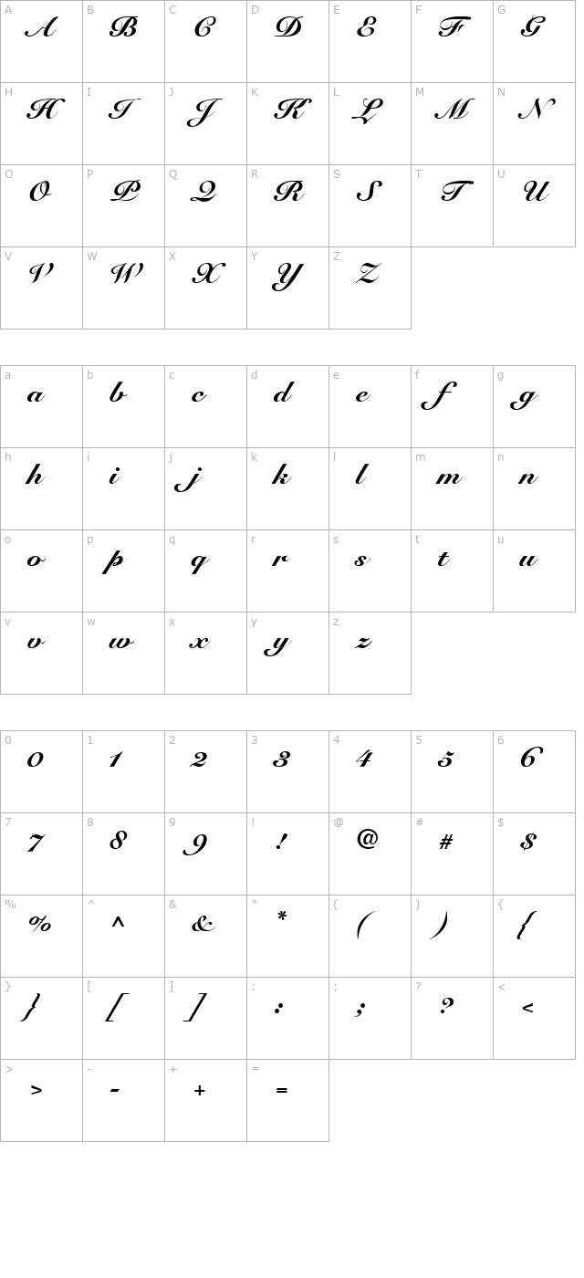 RoundhandBlack-Regular character map